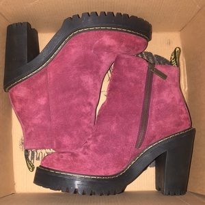 Dr. Martens Magdalena Wine Soft buck booties